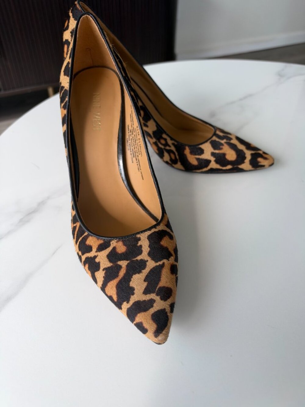 NINE WEST Leopard-Print Pointed-Toe Pumps — Size 8.5